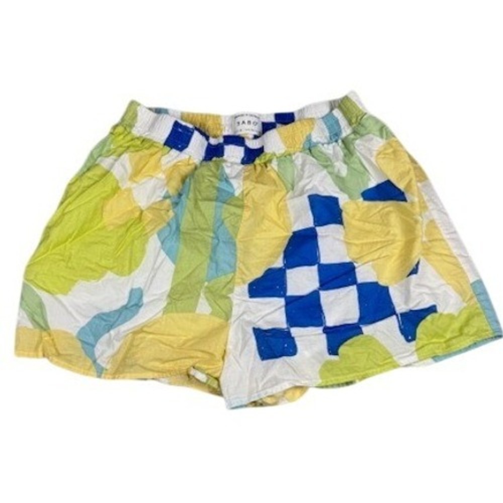 Sabo Skirt Shorts Womens Medium Multicolor Abstract Checkered Floral Cotton